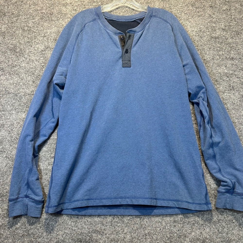 Lululemon Henley Pullover Mens L Blue Long Sleeve Activewear Athleisure